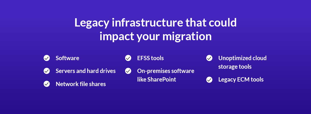 Legacy infrastructure that could impact your migration
